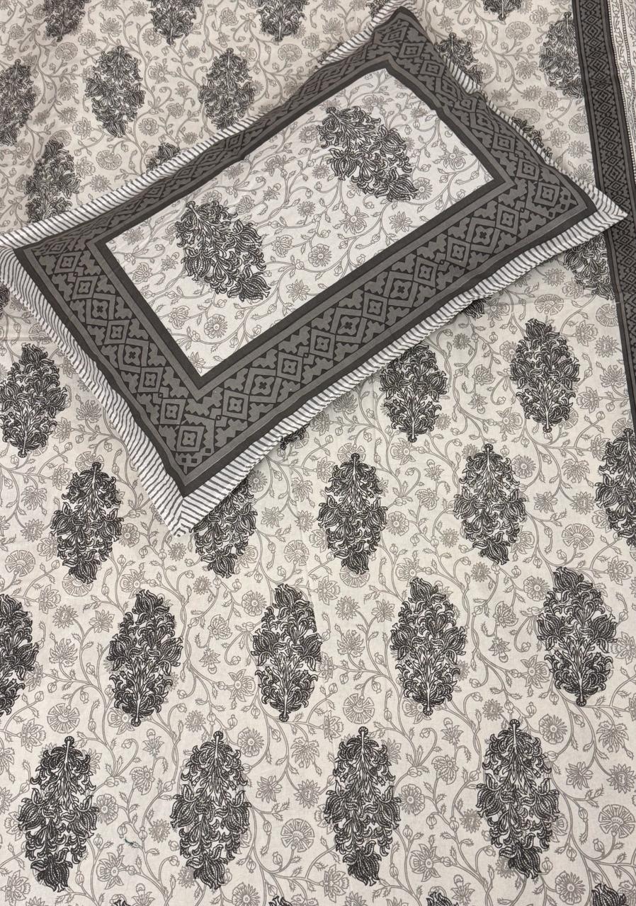 White Black Premium Bedsheet