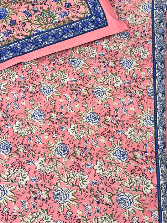 White Pink Fitted Premium Bedsheet